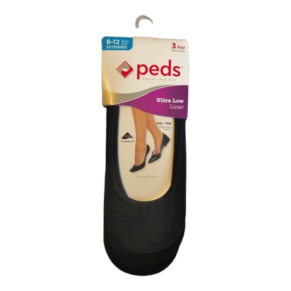 3pairs Peds black ultra low gel tab‎ shoe liners (fits size 8-12) new FREE